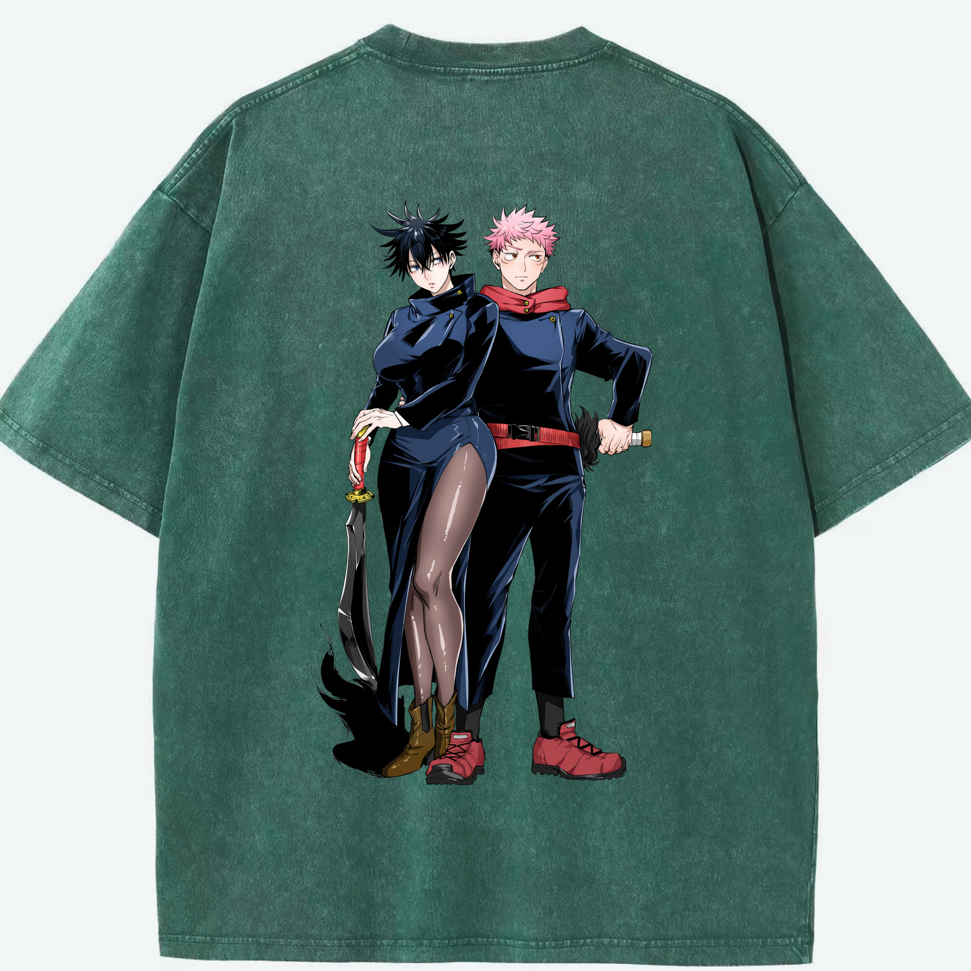 （画像用） 呪術廻戦 Jujutsu Kaisen 綿100% ヴィンテージ風 半袖Tシャツ（背面プリント）